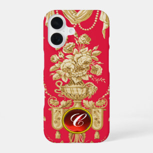 VINTAGE FRENCH FLORAL,FLOWER VASES,ROSES Red Gem iPhone 16 Case