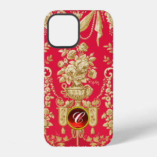 VINTAGE FRENCH FLORAL,FLOWER VASES,ROSES Red Gem iPhone 12 Case
