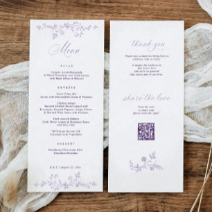 Vintage French Floral Lavender Victorian Wedding Menu