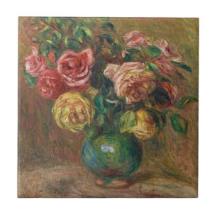 Vintage French Floral Oil Painting by Renoir Ceramic Tile