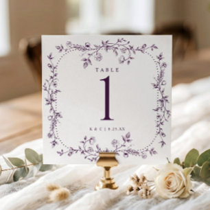 Vintage French Floral Purple Wedding Table Numbers