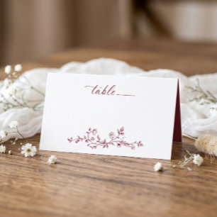 Vintage French Floral Victorian Burgundy Wedding Place Card