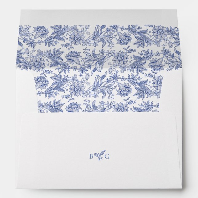 Vintage French Floral Wedding 5x7 Invitation Envelope (Back (Bottom))