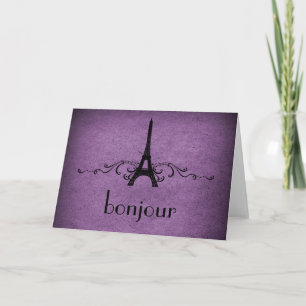 Vintage French Flourish Card, Purple Card