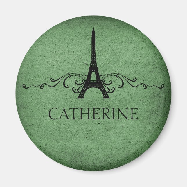 Vintage French Flourish Magnet, Green Magnet (Front)
