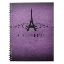 Vintage French Flourish Notebook, Purple