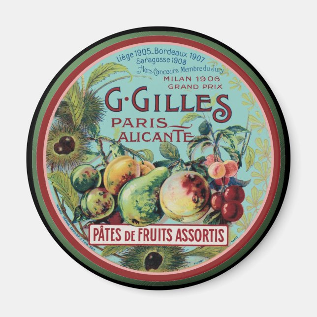 Vintage French Fruit Label Magnet (Front)
