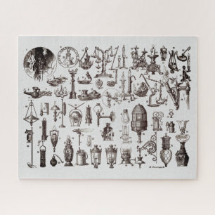 Vintage French Gas Lighting Illustrations Jigsaw Puzzle