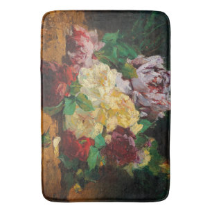 Vintage French Georges Jeannin Roses Bath Mat