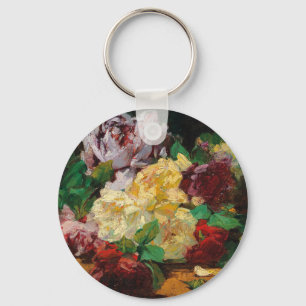 Vintage French Georges Jeannin Roses Key Ring