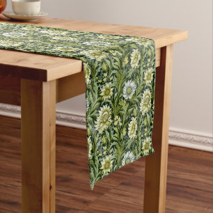 Vintage French Green Provincial Charms Long Table Runner