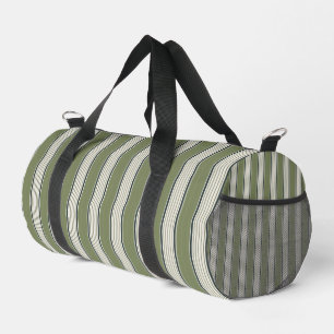 Vintage French Greenery Stripes- Neutral Farmhouse Duffle Bag