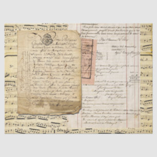 Vintage French Handwriting with Sheet Music