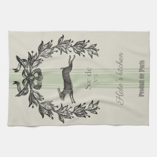 Vintage french hare tea towel