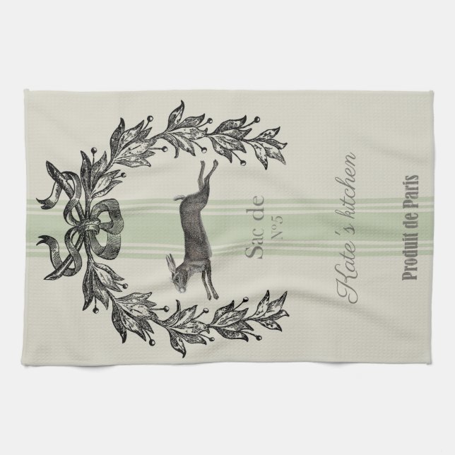 Vintage french hare tea towel (Horizontal)