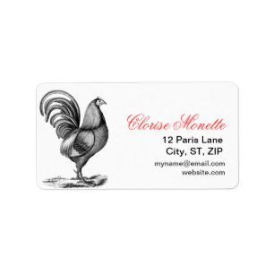 Vintage French Illustrated Rooster Label