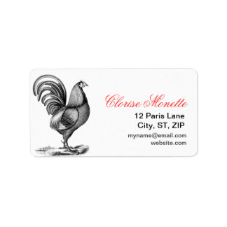 Vintage French Illustrated Rooster Label