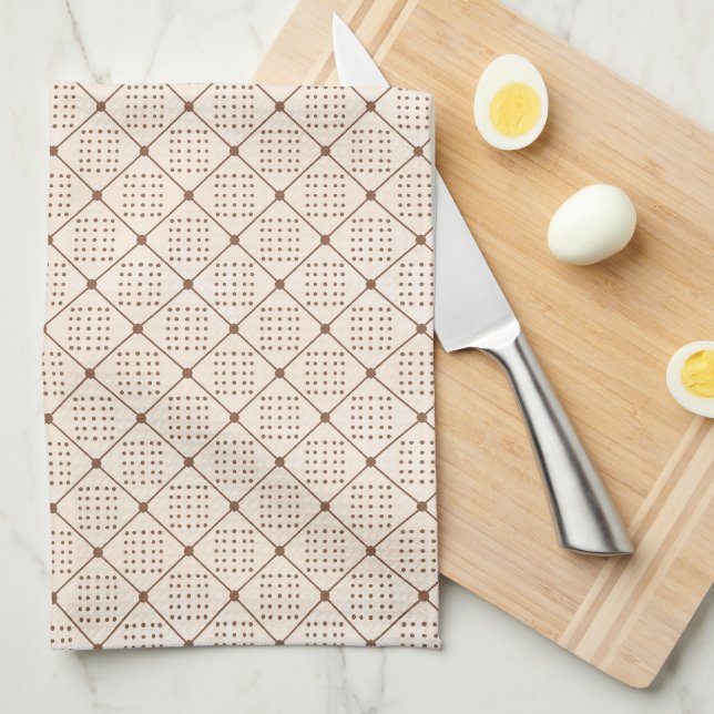 Vintage French Imperial Dot & Diamond Pattern Tea Towel (Quarter Fold)