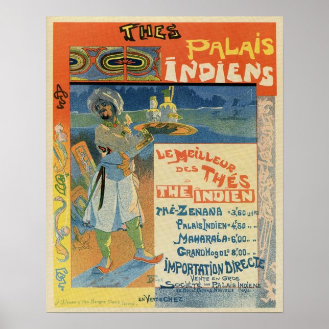 Vintage French Indian Tea advertisement Poster (Front)