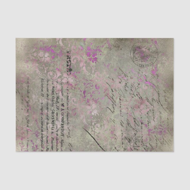 Vintage French Inspired Purple/Silver Tissue Paper (Front)