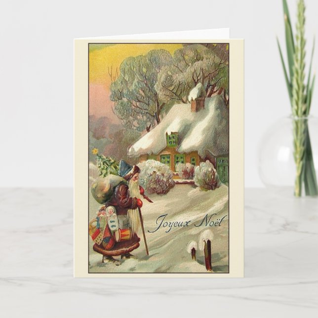 Vintage French Joyeux Noël Christmas Card (Front)