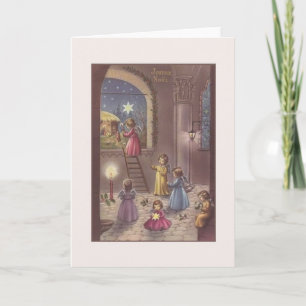 Vintage French Joyeux Noël Nativity Christmas Car Holiday Card
