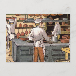 Vintage French Kitchen Illustration Postcard