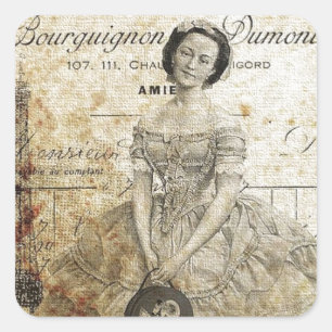 Vintage French Lady Square Sticker