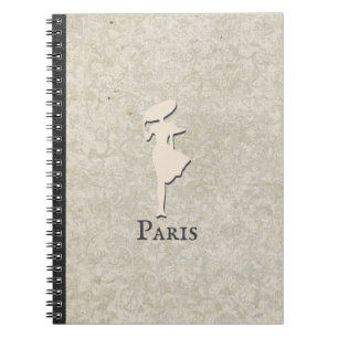Vintage French Lady with Hat Paris Floral Notebook