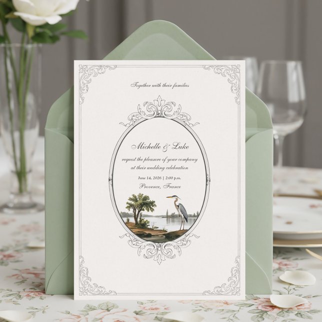 Vintage French Landscape Oval Frame Wedding  Invitation (Creator Uploaded)