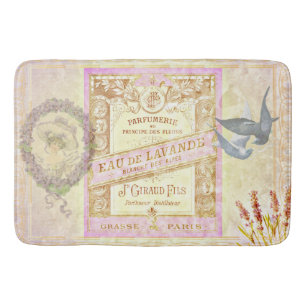 Vintage French Lavender Perfume Collage Bath Mat