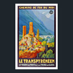 Vintage French Le Transpyrénéen Travel Poster<br><div class="desc">A reproduction copy of an original 1930s French travel poster promoting train journeys to the Pyrénées featuring Le Viaduc de Porta. Digitally refurbished to bring out the original colors, even better and fix as many imperfections as possible. Please customize the poster size, texture, border and/or frame to suit your taste....</div>
