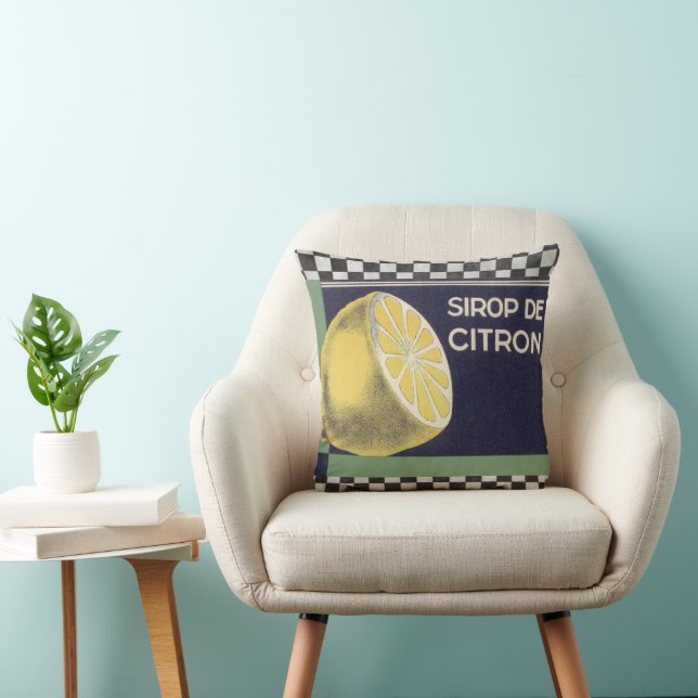 Vintage French Lemon Syrup Cushion (Chair)