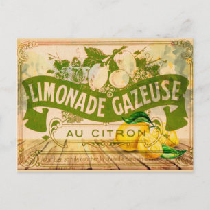 Vintage French Lemonade Summer Citrus Lemons Postcard