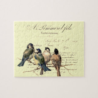 Vintage French Letter and Birds Jigsaw Puzzle
