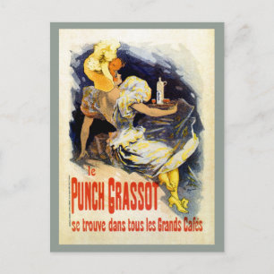 Vintage French liquor Punch Grassot Postcard