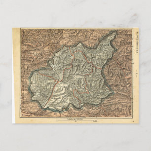 Vintage French map, Alpes Basse Postcard