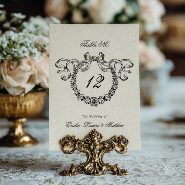 Vintage French Monogram Wreath Elegant Wedding Table Number (Creator Uploaded)