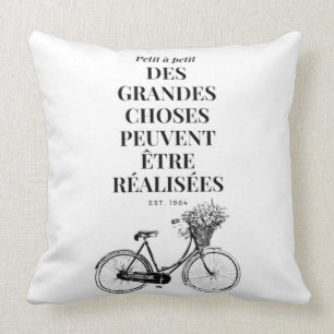 Vintage French Motivational Quote  Cushion