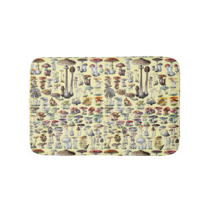 Vintage French Mushroom Cottagecore Botanical Art Bath Mat