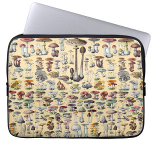 Vintage French Mushroom Cottagecore Botanical Art Laptop Sleeve