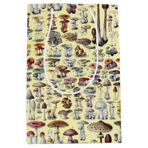 Vintage French Mushroom Cottagecore Botanical Art Medium Gift Bag