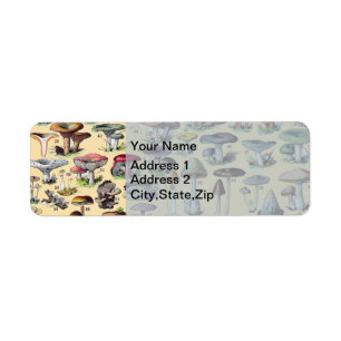 Vintage French Mushroom Cottagecore Botanical Art Return Address Label