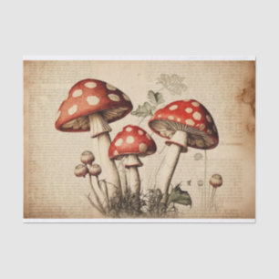 Vintage French Mushroom Page Decoupage Tissue Paper