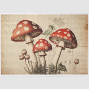 Vintage French Mushroom Page Decoupage Tissue Paper