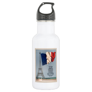 Vintage French National Flag & Eiffel Tower 532 Ml Water Bottle