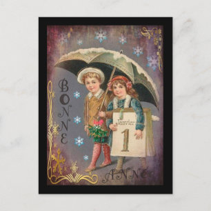 Vintage French New Year Holiday Postcard