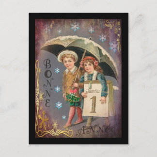 Vintage French New Year Holiday Postcard