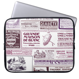 Vintage French Newspaper Ads 1910 Laptop Sleeve