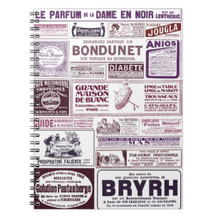 Vintage French Newspaper Ads 1910 Notebook